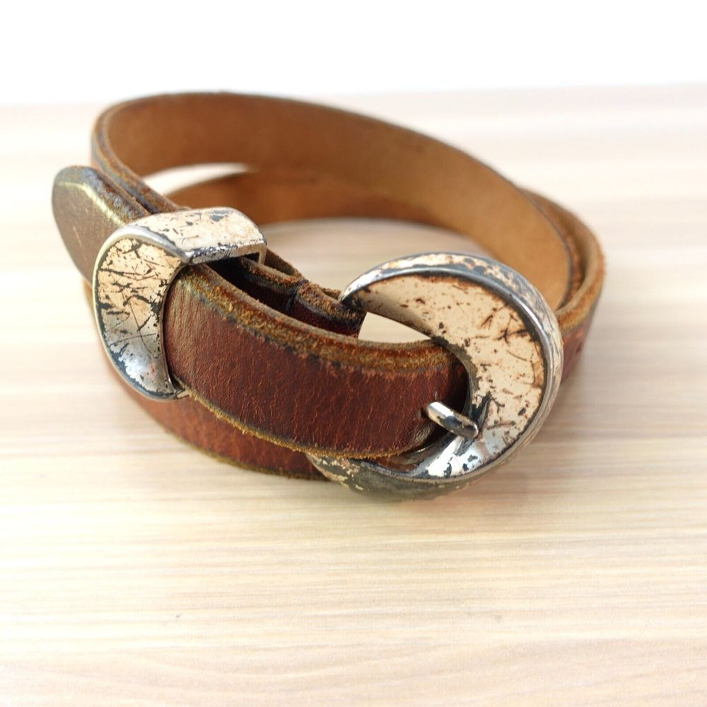 Brown Leather Belt Womens Small Casual‎ Classic Distressed Genuine Handcrafted